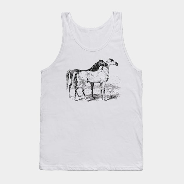 Horses Black & White Illustration Tank Top by Biophilia